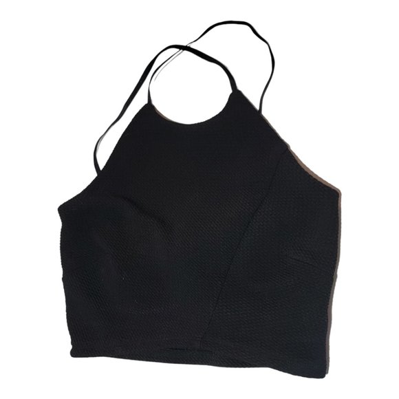 Black Revamped By Sirens Textured Halter Neck Top Crop Top Slim Fit Size XS - Picture 8 of 9
